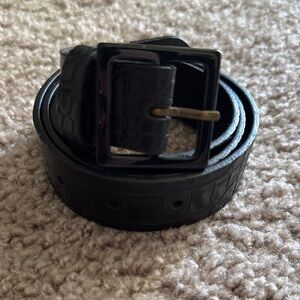 Woman’s Black Crocodile-Embossed Leather Belt